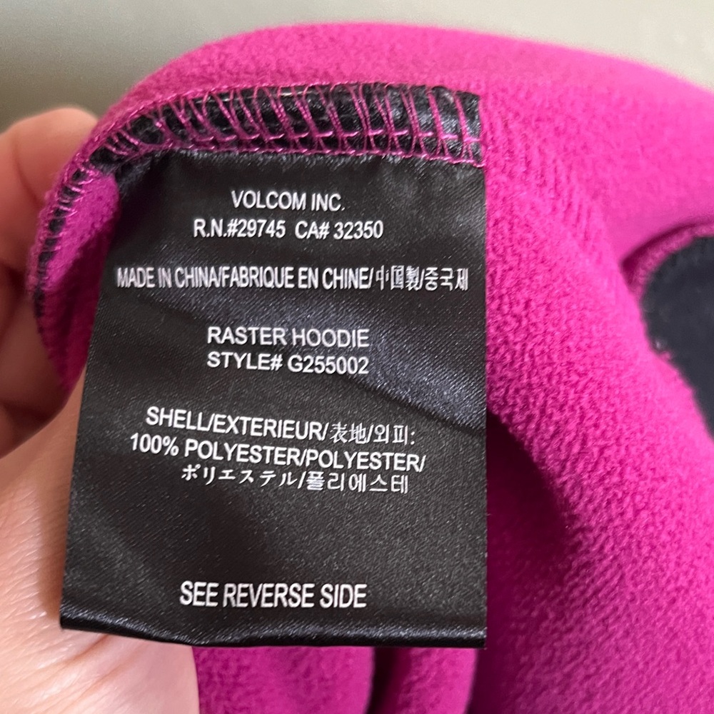 Black Volcom Hoodie with Pink Lining - Picture 5 of 6